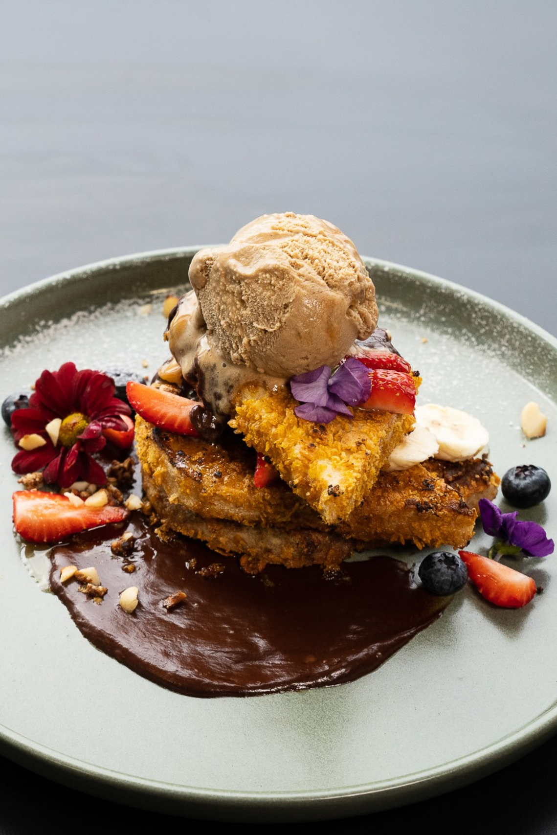 Crispy french toast with salted caramel gelato